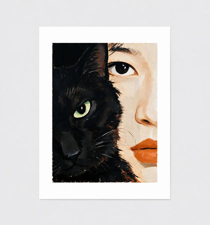 One Soul, Wandkunst mit schwarzem Katzenporträt