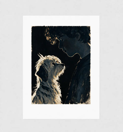 Devotion, Painterly Dog and Owner Wall Art
