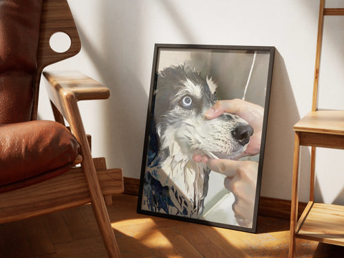 Bath Night, Wandkunst mit Husky