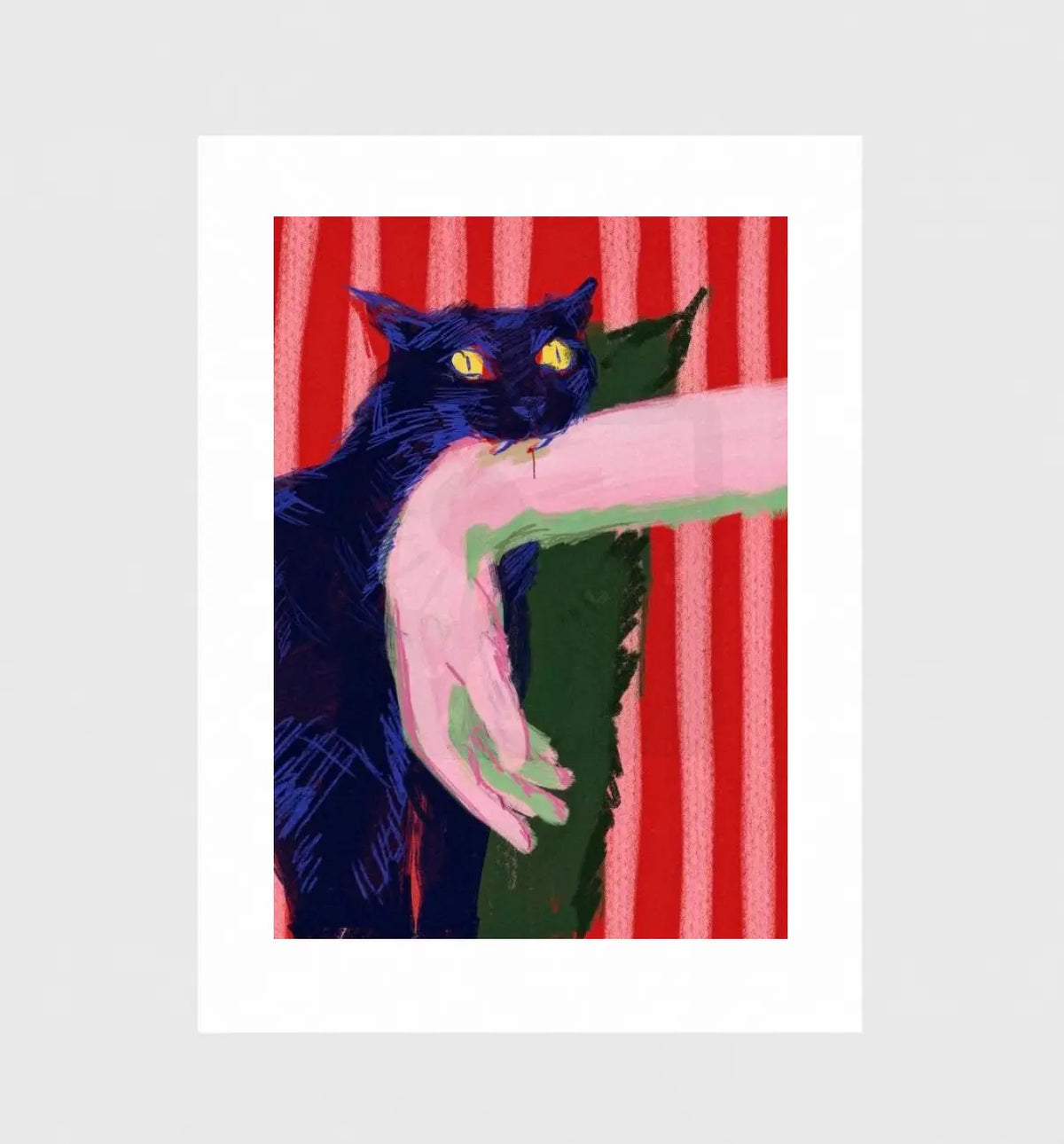 Mine, Expressionistische Leinwandkunst mit schwarzer Katze