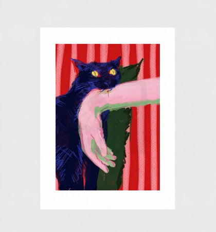 Mine, Expressionistische Leinwandkunst mit schwarzer Katze