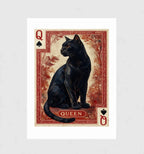 Her Majesty by Muse and Paw, a print of a black cat as the Queen of Spades, shown flat as a bordered fine art print.