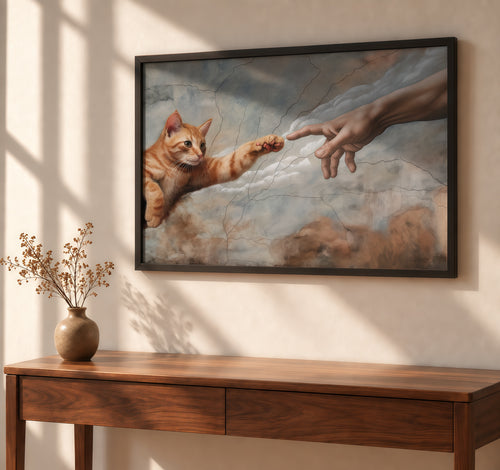 Almost, Katzen-Wandkunst im Michelangelo-Stil