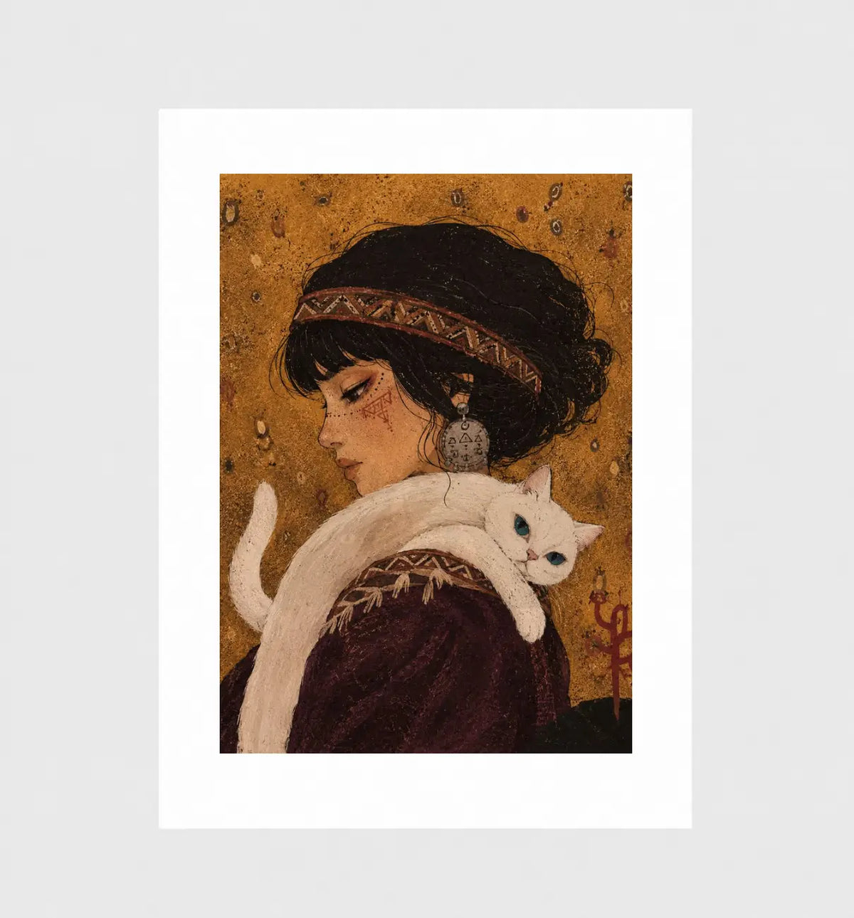 The Muse, Goldene Katzen-Wandkunst im Klimt-Stil
