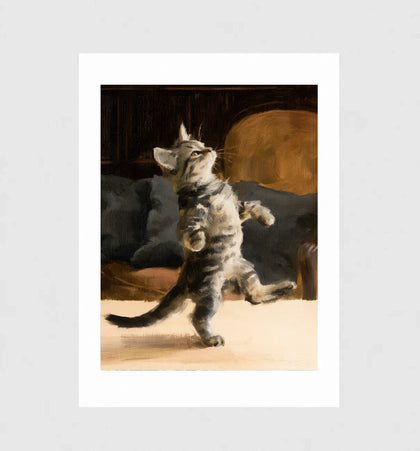 Two Step, Wandkunst mit tanzendem Tigerkätzchen